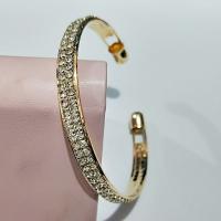 Zinc Alloy Cuff Bangle, plated, for woman & with rhinestone Inner Approx 65mm 