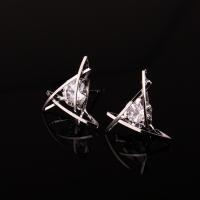 Zinc Alloy Stud Earring, Triangle, plated, for woman & with cubic zirconia 