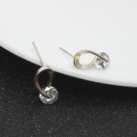 Zinc Alloy Stud Earring, plated, for woman & with cubic zirconia 8mm 