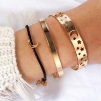 Zinc Alloy Bracelet, with Cotton Cord, gold color plated, Adjustable & three pieces & for woman, 61mm 