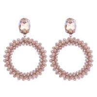 Crystal Drop Earring, Round, handmade, woven pattern & for woman 64mm 