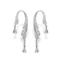 Brass Earring Wrap, silver color plated, micro pave cubic zirconia & for woman 