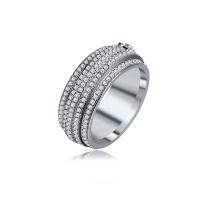 Cubic Zirconia Micro Pave Brass Finger Ring, silver color plated & micro pave cubic zirconia & for woman, 8mm 