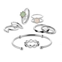 Fashion Zinc Alloy Jewelry Sets, bangle & finger ring, plated, 8 pieces & for woman & hollow Inner Approx 50mm, US Ring 