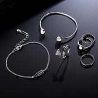 Fashion Zinc Alloy Jewelry Sets, bangle & finger ring & bracelet, plated, 6 pieces & vintage & for woman Inner Approx 60mm, US Ring  Approx 7.42 Inch 