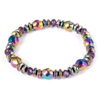 Hematite Bracelets, colorful plated, Unisex & anti-fatigue, multi-colored Approx 7.49 Inch 