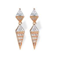 Cubic Zirconia Micro Pave Brass Earring, 24K gold plated, micro pave cubic zirconia & for woman 