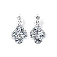 Cubic Zirconia Micro Pave Brass Earring, silver color plated, micro pave cubic zirconia & for woman, 25mm 