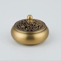 Copper Alloy Incense Burner, Carved, for home and office & durable, golden 