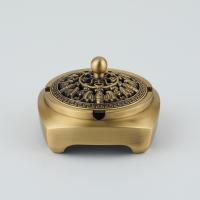 Copper Alloy Incense Burner, Carved, for home and office & durable, golden 