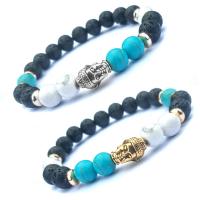 Lava Bead Bracelet, with Howlite, plated, Unisex .4 Inch, 3/Lot 