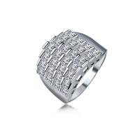 Цирконий Micro Pave Латунь палец кольцо, плакирован серебром, разный размер для выбора & инкрустированное микро кубического циркония & Мужский, 15mm, продается PC