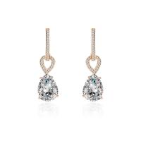 Cubic Zircon Brass Earring, Teardrop, gold color plated, micro pave cubic zirconia & for woman 