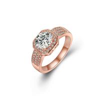 Cubic Zirconia Micro Pave Brass Finger Ring, rose gold color plated, Unisex & micro pave cubic zirconia, 11mm 