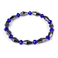 Hematite Bracelets, with Crystal, handmade, Unisex & anti-fatigue, blue Approx 7.29 Inch 