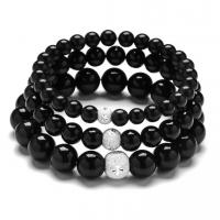 Black Agate Bracelets, plated, Unisex .4 Inch 
