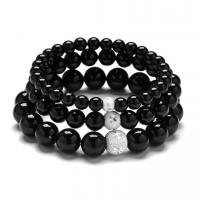 Black Agate Bracelets, plated, Unisex .4 Inch 