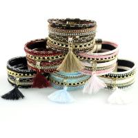 PU Leather Cord Bracelets, with Nylon Cord, plated, for woman .5 Inch 