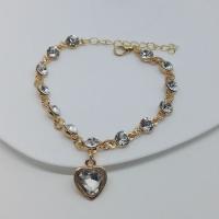 Zinc Alloy Crystal Bracelets, with Crystal, Heart, plated, for woman & with rhinestone Approx 7.88 Inch 