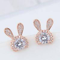 Cubic Zircon Brass Earring, with Cubic Zirconia, stainless steel post pin, plated, for woman 12*9mm 