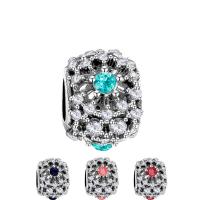 Strass Messing Europa Perlen, silberfarben plattiert, für Frau & mit Strass, keine, 11*8.2mm, verkauft von PC