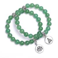 Green Aventurine Bracelet, plated, Unisex .2 Inch 