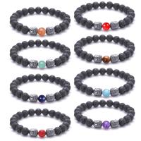 Bracelet de perles de lave, lave volcanique, avec pierre gemme, Placage, unisexe, plus de couleurs à choisir .2 pouce Vendu par lot