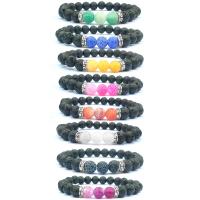 Bracelet de perles de lave, agate effleurant, avec lave volcanique, Placage, unisexe, plus de couleurs à choisir .2 pouce Vendu par lot