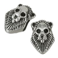 Zinc Alloy Large Hole Beads, Skull, enamel, silver color Approx 5mm 