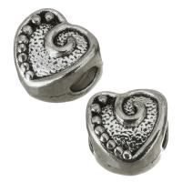 Zinc Alloy Large Hole Bead, Heart, silver color Approx 4.5mm 