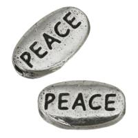 Enamel Zinc Alloy Beads, word peace, silver color Approx 1mm 