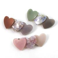 Hair Barrettes, Acetate, with Zinc Alloy, Heart, Korean style & for woman 