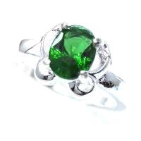 Crystal Zinc Alloy Finger Ring, with Crystal, silver color plated, Korean style & for woman, green, 18mm, US Ring 