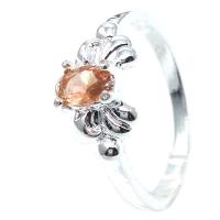 Crystal Zinc Alloy Finger Ring, with Crystal, silver color plated, for woman, tan, 18mm, US Ring 