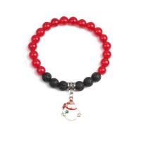 Gemstone Bracelets, Lava, with Red Agate & Zinc Alloy, plated, Unisex .5 Inch 