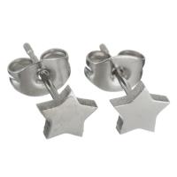 Stainless Steel Stud Earring, stainless steel post pin, Star, original color 