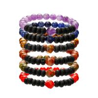 Bracelet de perles de lave, lave volcanique, avec pierre gemme, unisexe & styles différents pour le choix Environ 7.5 pouce, Vendu par brin