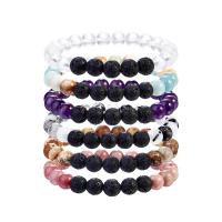 Bracelet de perles de lave, lave volcanique, avec pierre gemme, unisexe & styles différents pour le choix, 8mm Environ 7.5 pouce, Vendu par brin
