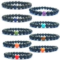 Bracelet de perles de lave, lave volcanique, avec pierre gemme, Placage, unisexe, plus de couleurs à choisir .4 pouce Vendu par lot