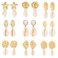 White Shell Earrings, Zinc Alloy, with Shell, stainless steel post pin, plated & for woman 