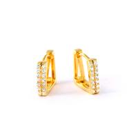 925 Sterling Silver Lever Back Earring, 18K gold plated, micro pave cubic zirconia & for woman 