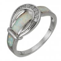 Cubic Zirconia Micro Pave Brass Finger Ring, with Opal, silver color plated, Unisex & micro pave cubic zirconia, 10.5mm, US Ring 