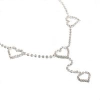 alliage de zinc chaîne de taille, coeur, Placage, pour femme & avec strass Environ 38.1 pouce, Vendu par brin