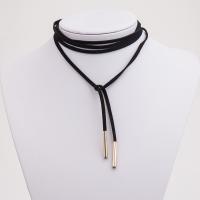 Zinc Alloy Choker Necklace, with Velveteen Ribbon, for woman length 150cm 