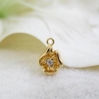 Cubic Zirconia Brass Pendants, with Cubic Zirconia, real gold plated, DIY, 6.5*9mm Approx 1mm 