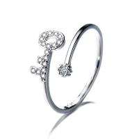 925 Sterling Silver Cuff Finger Ring & micro pave cubic zirconia & for woman, silver color 0c 