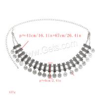 alliage de zinc chaîne de taille, Placage, bijoux de mode & pour femme, couleur originale Environ 26.4 pouce, Vendu par brin