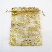 Organza Jewelry Pouches Bags, with Metallic Cord, Rectangle 
