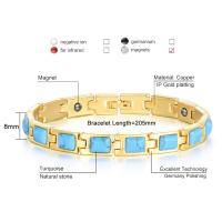 Copper Alloy Bracelet, with turquoise, 18K gold plated, fashion jewelry & for woman, 8mm Inch 