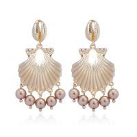 Zinc Alloy Drop Earring, with Shell Pearl & Shell, Shell, hypo allergic & for woman 